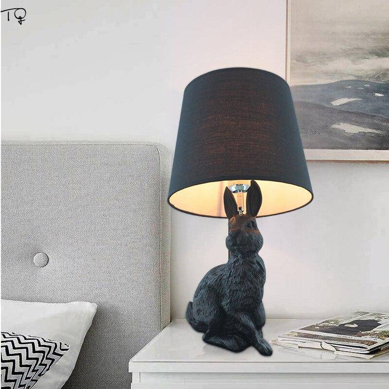 LED rabbit bedside lamp with lampshade - vue 3 sur 3
