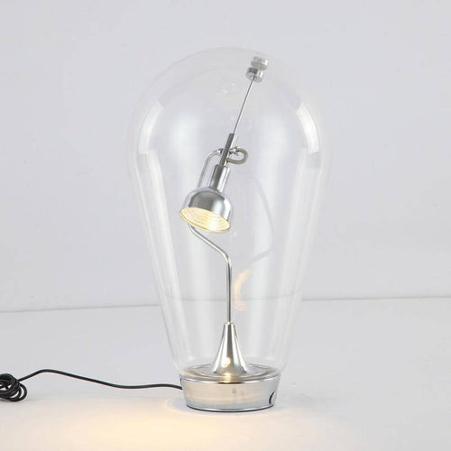 Designer LED table lamp with chrome in glass bulb - vue 4 sur 7