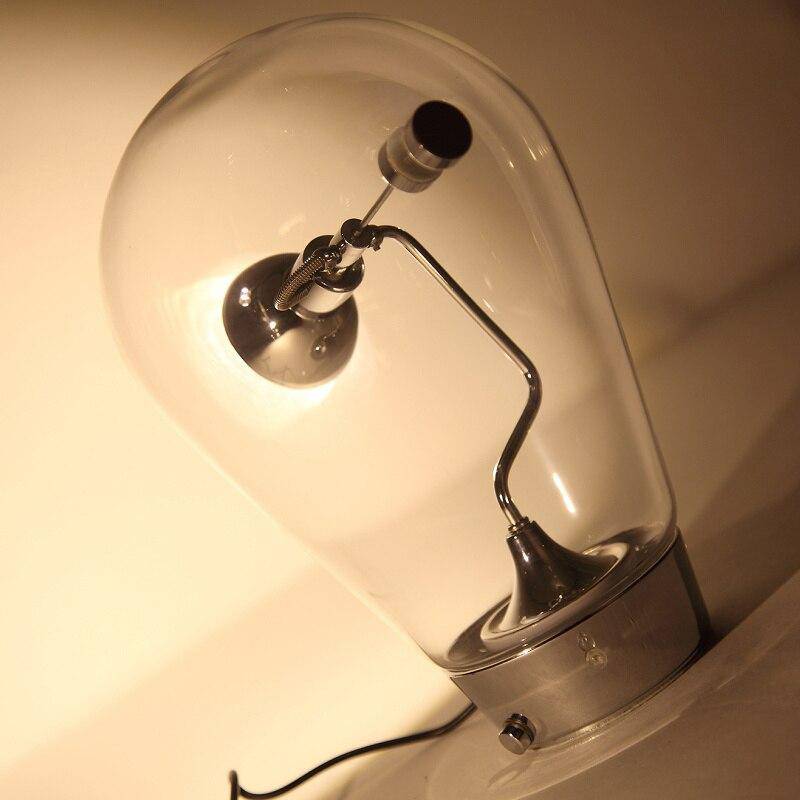 Designer LED table lamp with chrome in glass bulb - vue 4 sur 7