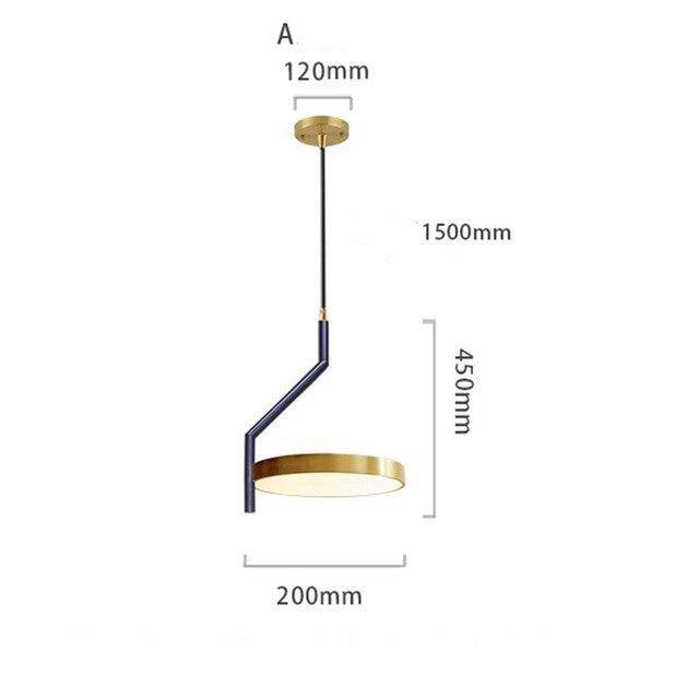 Design LED pendant light with gold ring and creative finishes