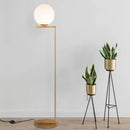 Modern designer chandelier with glass globe and support rod