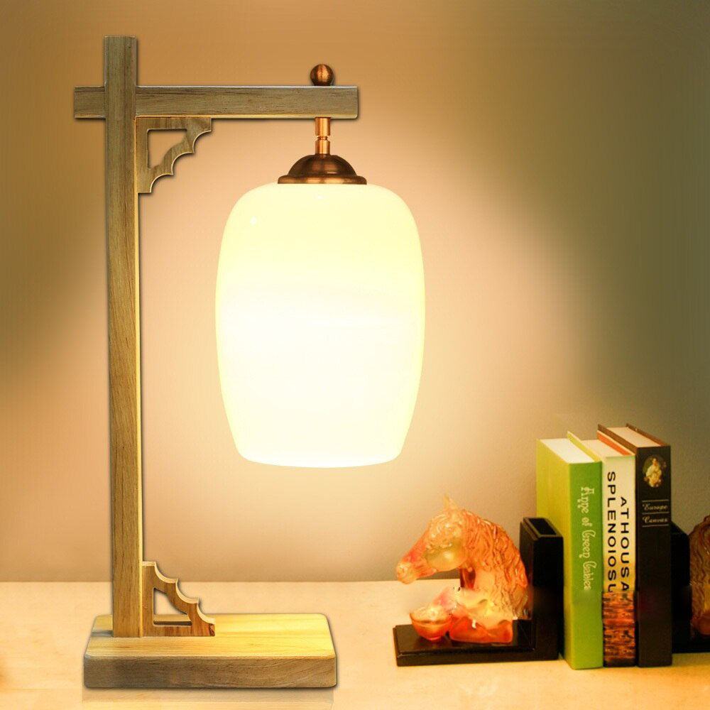 Chinese style wooden swing arm desk or bedside lamp