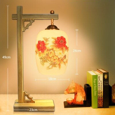 Chinese style wooden swing arm desk or bedside lamp - vue 7 sur 12