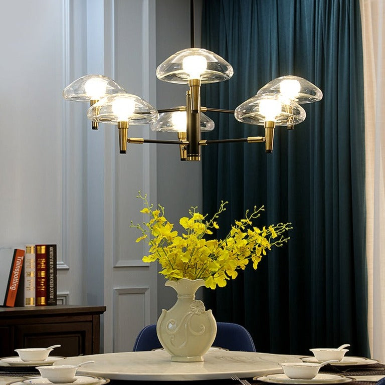 Modern glass jellyfish-shaped shade chandelier Hailey - vue 3 sur 8