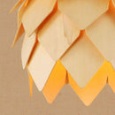 Designer LED pendant light with wooden petal flower shape