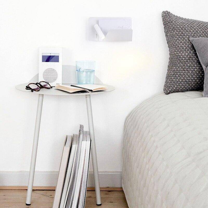Adjustable LED spotlight wall lamp with book holder