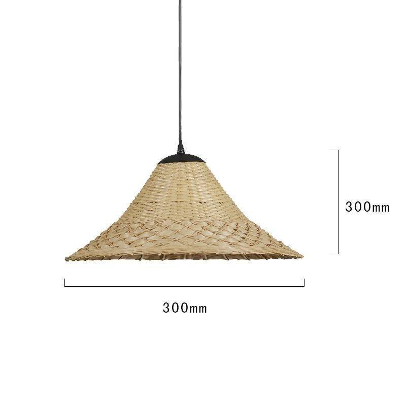 Rustic LED pendant light with rattan lampshade - vue 5 sur 5