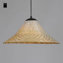 Rustic LED pendant light with rattan lampshade