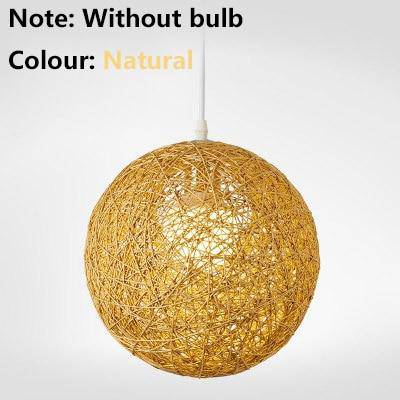 Wicker fabric globe pendant light
