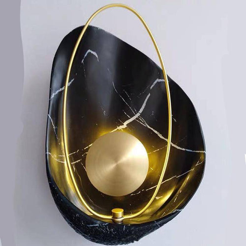 Led designer marble wall light with gold ring - vue 7 sur 8