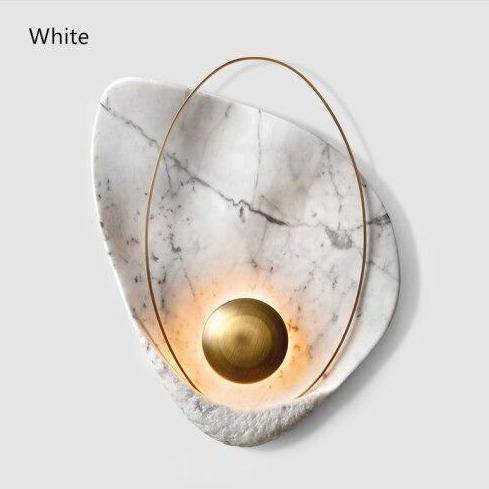 Led designer marble wall light with gold ring - vue 8 sur 8