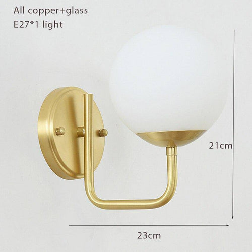 Gold LED designer wall light with glass globe luxury - vue 8 sur 8
