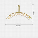 Designer LED chandelier with rounded gold arm and Luxury glass balls