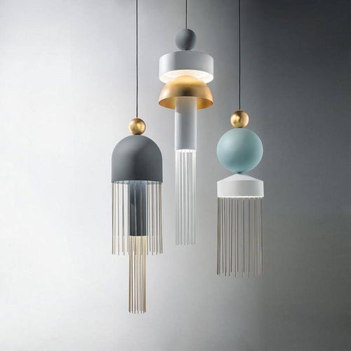 Creative colourful tassel pendant light - vue 6 sur 10