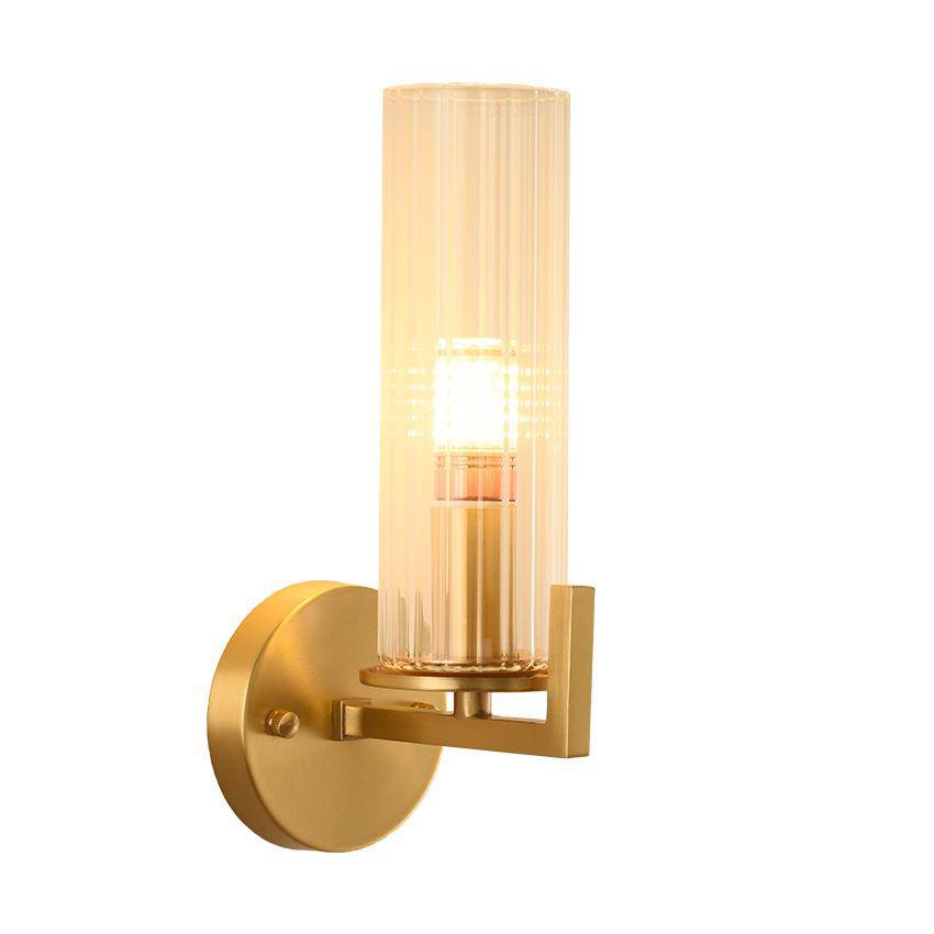 Gold wall light with copper glass cylinder - vue 5 sur 5