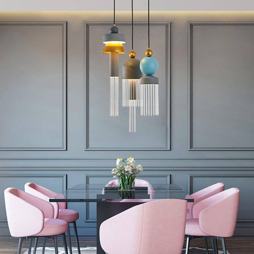 Creative colourful tassel pendant light - vue 3 sur 10