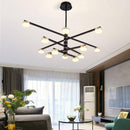 Contemporary chandelier with gold arms and LED lights for living room