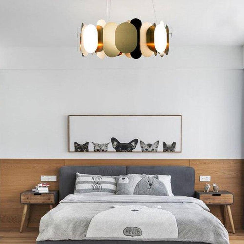 Modern chrome design chandelier with round and flat plates Villa - vue 2 sur 7