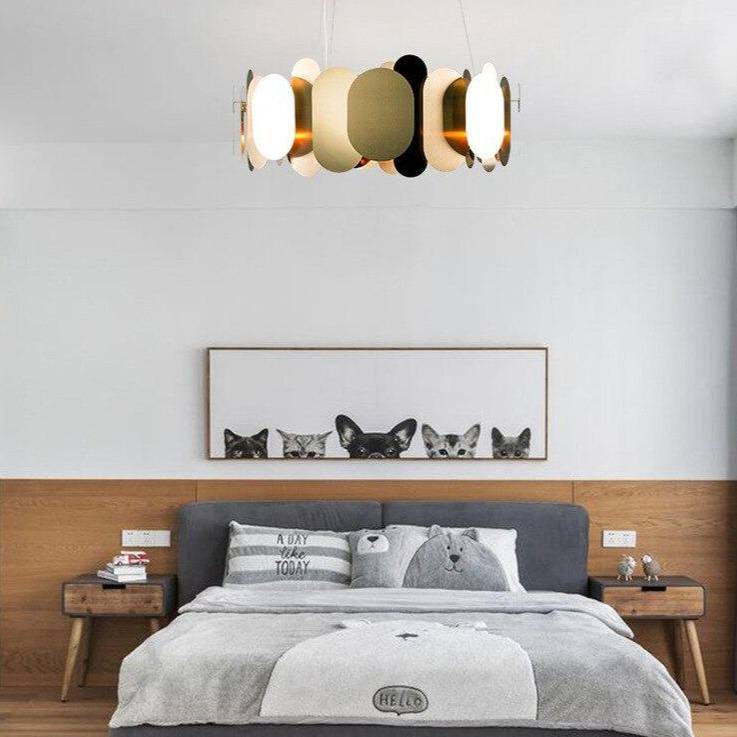 Modern chrome design chandelier with round and flat plates Villa - vue 2 sur 7