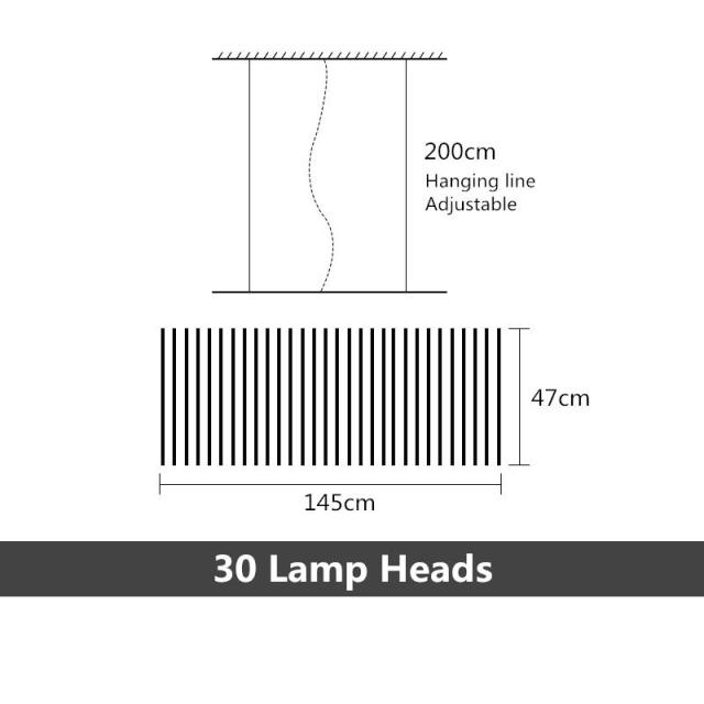 Lucian adjustable LED designer chandelier with metallic rods