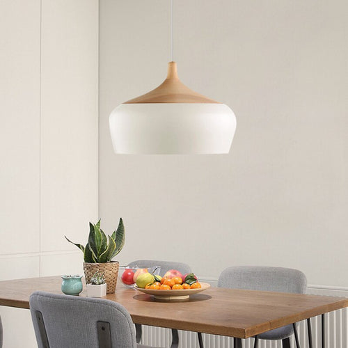 Modern wood and metal pendant light Elina - vue 8 sur 8