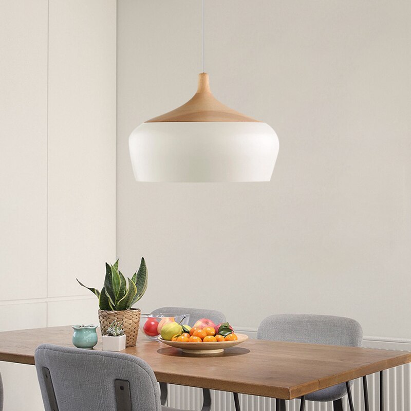 Modern wood and metal pendant light Elina - vue 7 sur 8