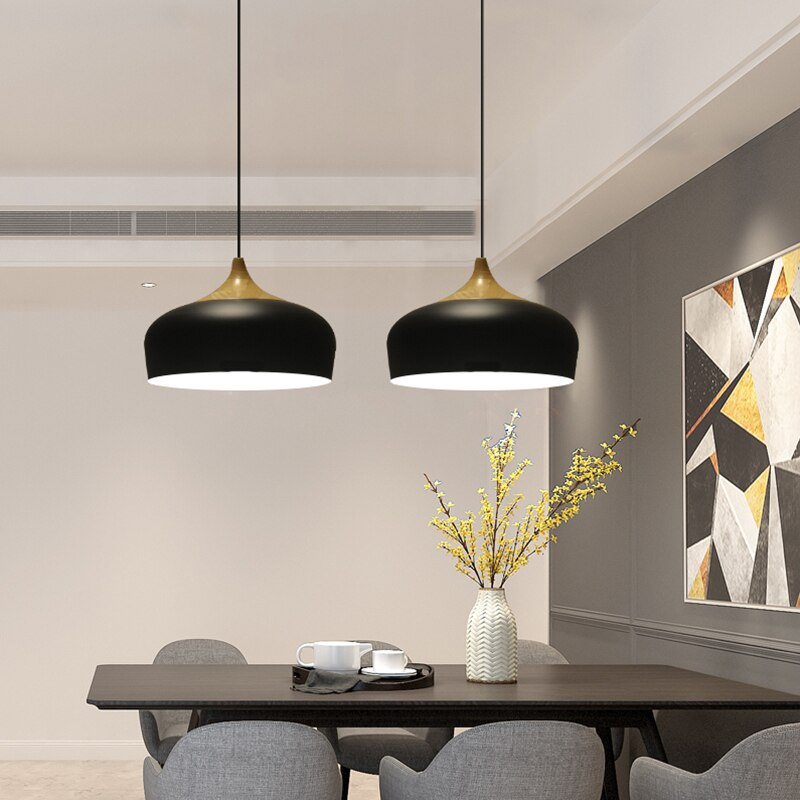 Modern wood and metal pendant light Elina - vue 5 sur 8