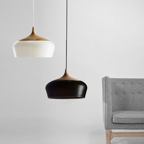 Modern wood and metal pendant light Elina - vue 7 sur 8