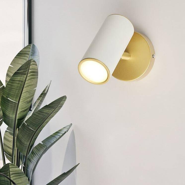 Led wall light with cylindrical gold metal spotlight - vue 5 sur 10