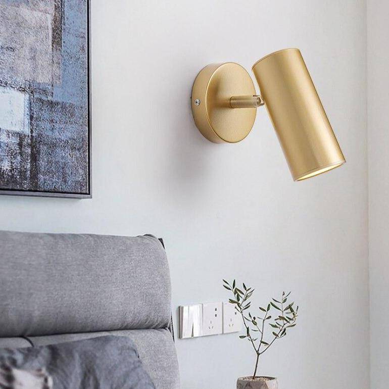 Led wall light with cylindrical gold metal spotlight - vue 2 sur 10