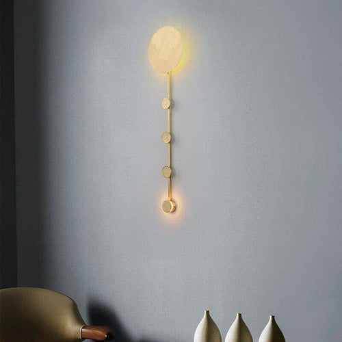 Contemporary gold LED wall light with disc shining style - vue 2 sur 5