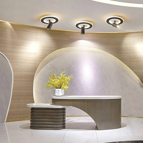 Mosko round black metal LED ceiling light - vue 2 sur 4
