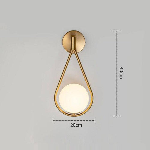 Gold LED designer wall light with white globe sconce - vue 7 sur 7