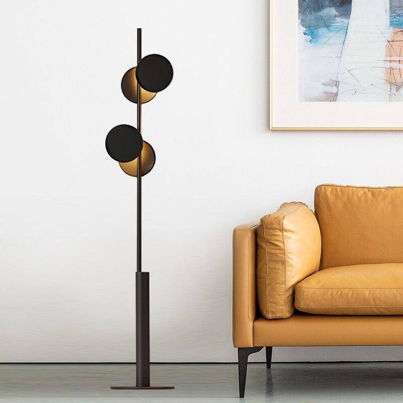 Modern designer LED metal floor lamp with circular shapes