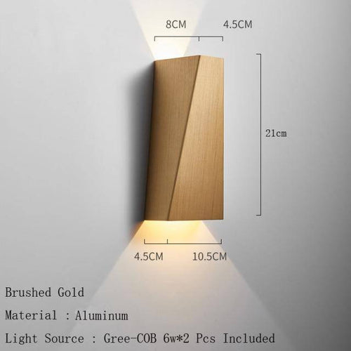 Geometric brushed metal LED wall light - vue 12 sur 18