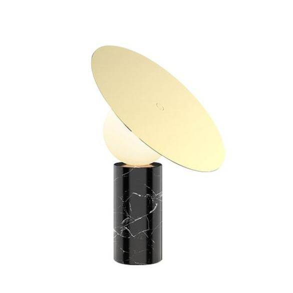 Designer marble LED table lamp with glass sphere and disc - vue 7 sur 7