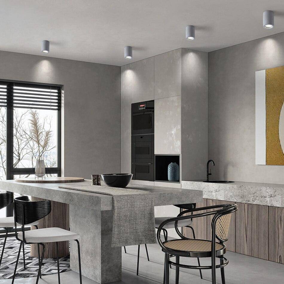 Spot moderne LED rond en ciment style industriel - vue 5 sur 8