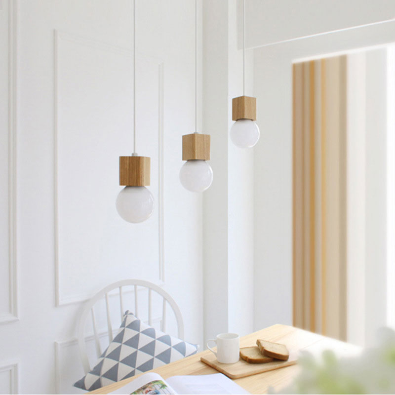 Wood cubic wooden pendant light