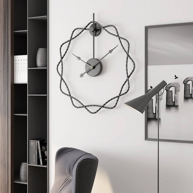 Designer wall clock offset stars in metal 50cm Decor