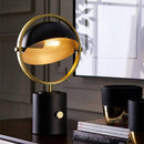 Black metal LED decorative table lamp with golden ring