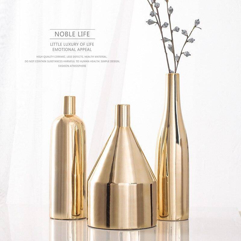 Gold ceramic design vase Mory A - vue 4 sur 5