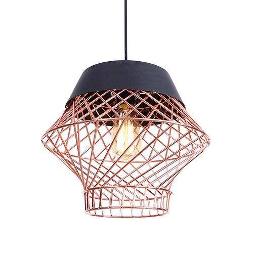 Industrial loft metal cage LED pendant light - vue 8 sur 10