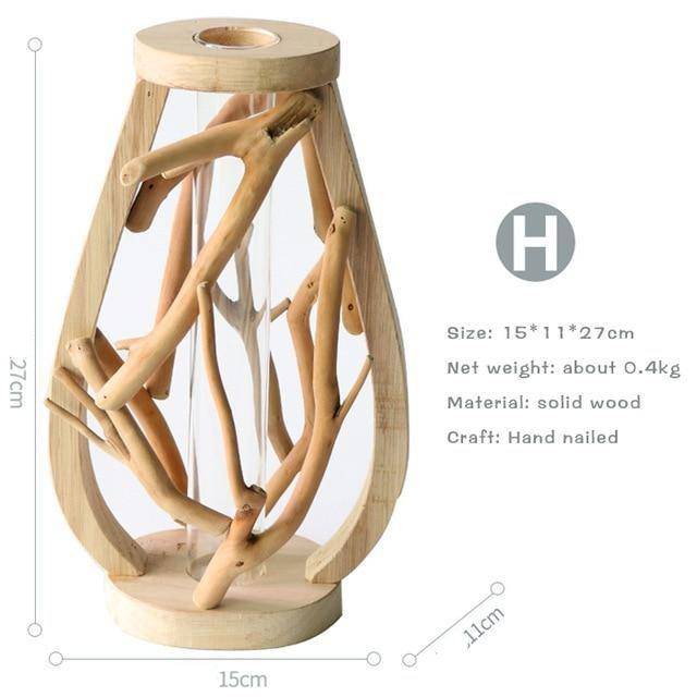 Designer glass vase with wooden base Hydro style - vue 12 sur 13