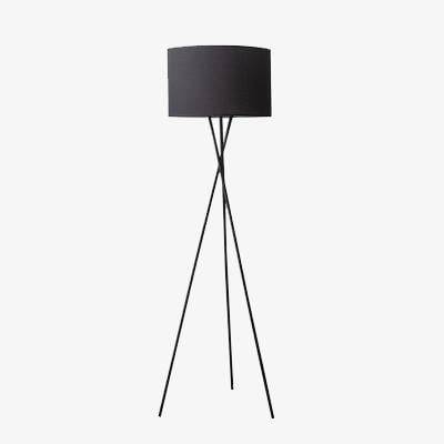 LED tripod floor lamp with fabric shade in black or white