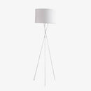 LED tripod floor lamp with fabric shade in black or white