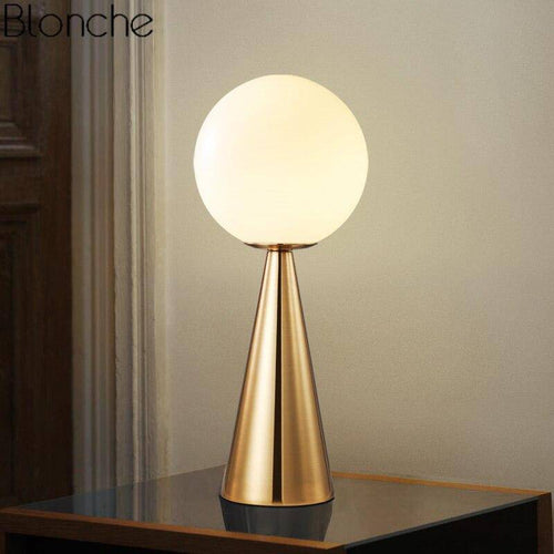 Conical LED table lamp with glass globe - vue 4 sur 7