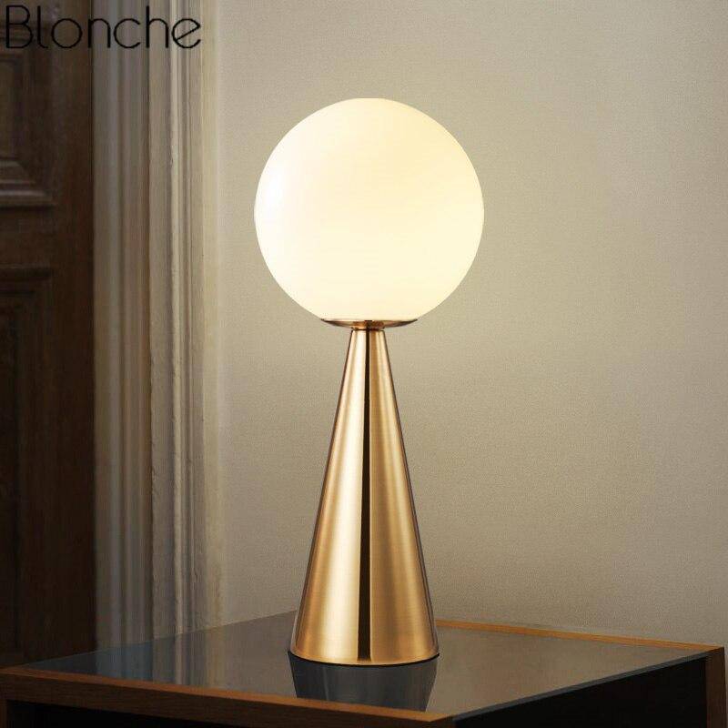 Conical LED table lamp with glass globe - vue 3 sur 7