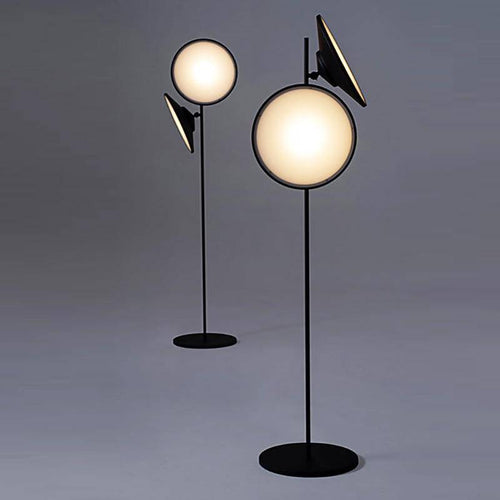Modern LED floor lamp in black metal with large luminous circle nordic - vue 3 sur 8