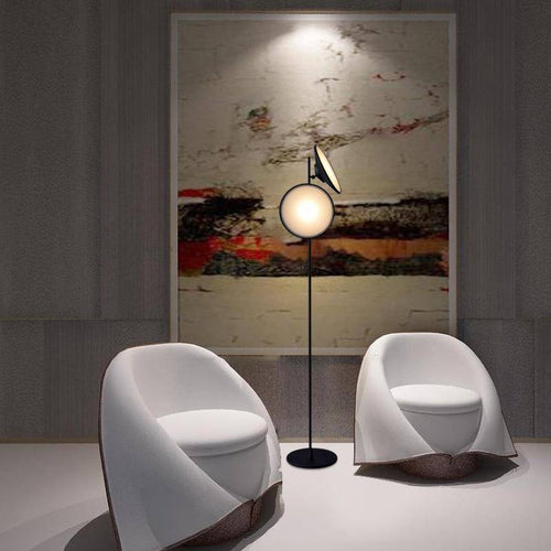Modern LED floor lamp in black metal with large luminous circle nordic - vue 8 sur 8