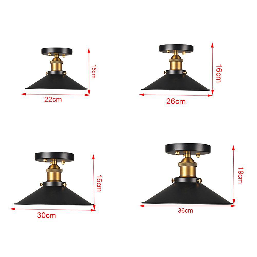 Vintage rustic ceiling light in black and gold metal - vue 4 sur 4